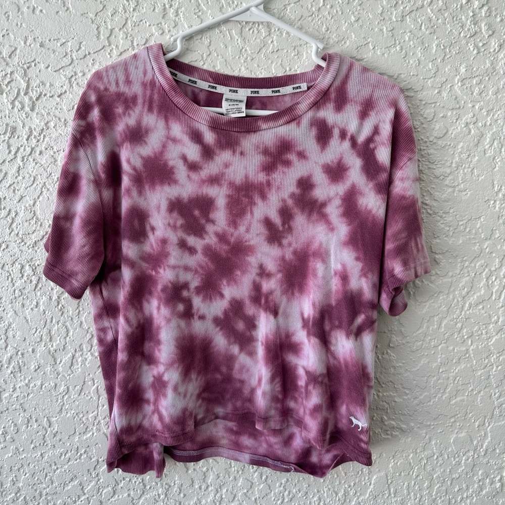 pink, tie-dye T-shirt